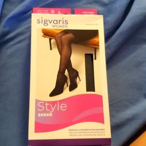 Sigvaris women sheer compression pantyhose Black L